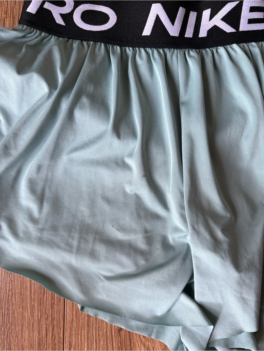 Nike Mint Green Girls' Athletic Shorts with Black Logo Waistband